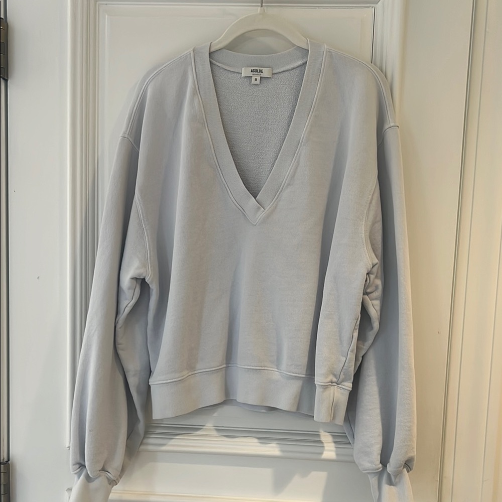 Agolde VNeck Balloon Light Blue Sweatshirt